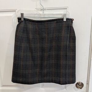 Vintage Eddie Bauer Plaid Gray Skirt Wool